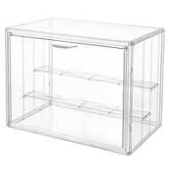 Attelite Clear Acrylic Display Case,3 Tier Display Shelf with 2 Movable Plate, Stackable Protection