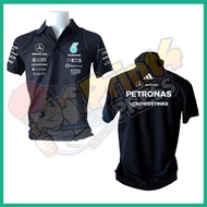 T-shirt Polo คอปกสีดำ เมอซิเดส Mercedes F1 2025 AMG Petronas เสื้อเชิ๊ต เสื้อคอปก เสื้อ shirt 100% C