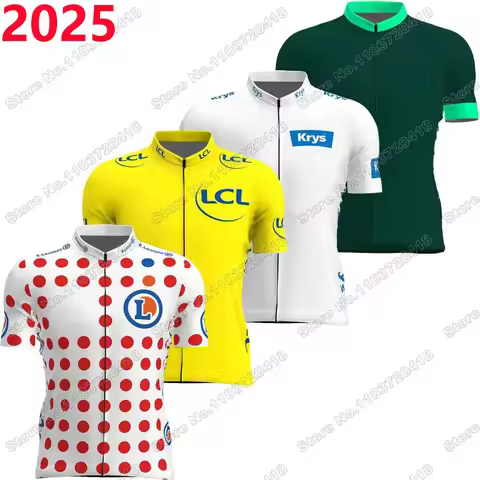 2025 France TDF Cycling Jersey Short Sleeve Yellow Green White Red Polka dot Cycling Clothing Men Ro