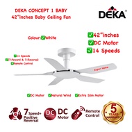 Deka Baby Fan Deka CONCEPT 1 BABY (White) 42 inch 5 Blades DC Motor Ceiling Fan with Remote Control - 14 Speeds (7 Forward + 7 Reverse)