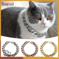 XUEXII Pet Necklace, Chain Collar Adjustable Chain Dog Collar, Fashion Cat Dog Gold Necklace Gold Co