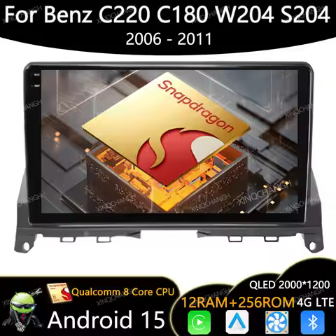 Android 15 Car Radio For Mercedes Benz C Class 3 C220 C180 W204 S204 2006 - 2011 QLED Qualcomm GPS M