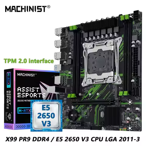 MACHINIST X99 PR9 Motherboard Xeon E5 2650 V3/2680 V3 LGA2011-3 CPU With TPM Interface DDR4 RAM Slot