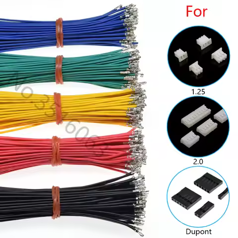 100Pcs Single/Double Header Wire With Terminal 1.0/1.25/1.5/2.0/2.54mm Sh/Jst/Zh/Ph/Xh/Dupont Male F