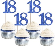Rsstarxi 36 Pack Number 18 Cupcake Toppers Glitter Cheers to 18 Years Birthday Cupcake Picks Decorat