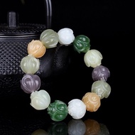 Zijie Jewelry Natural Jade Xinjiang Hetian Jade Lotus Eight Treasures Bracelet Men Women High-End Br