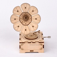 DIY Hand Crank Record Player 3D Puzzle Retro Record Player Style Kids Music Toy JS-018-VN