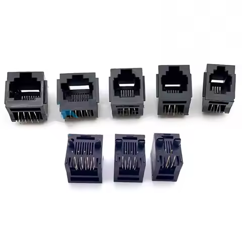 100pcs RJ11 Telephone Jack Connector 52-4P4C 6P6C 8P8C 180 degrees Vertical Network Port Female Sock