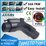 TYPE2 TO TYPE1 EV Adapter Electric Vehicle Charger Connecter for 16A/32A TYPE2 Charger To TYPE1 Elec