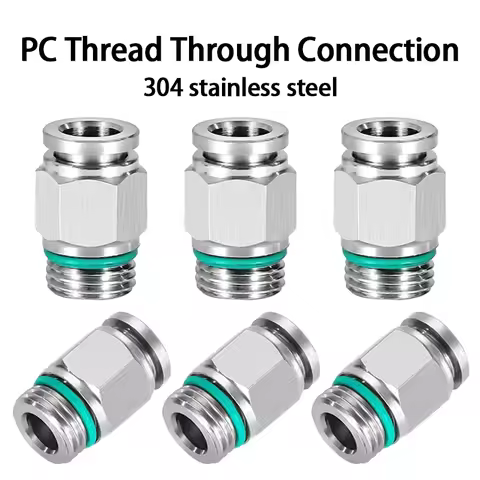 10pcs 304 Stainless Steel PC Pneumatic Quick Connector G Thread Thread Pipe Water Gas Connector M5 1