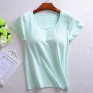 Modal Fabric Integrated Bra Tank Top ชุดนอนสตรีแขนสั้นโยคะกีฬา Homewear ฤดูร้อนความหนาสไตล์ปกติ