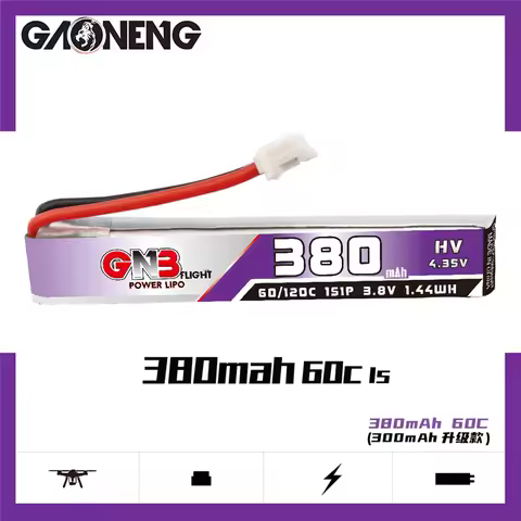 GAONENG GNB 1S 380mAh HV 3.8V 60C/120C Lipo Battery PH2.0 Plug for RC FPV Tiny Drone Quadcopter Heli