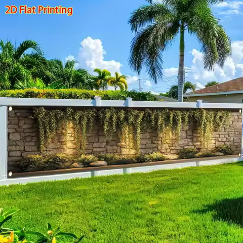 Stone Wall and Lush Vine Decorative Banner – Large Rectangular Garden Theme Backdrop for Indoor/Outd
