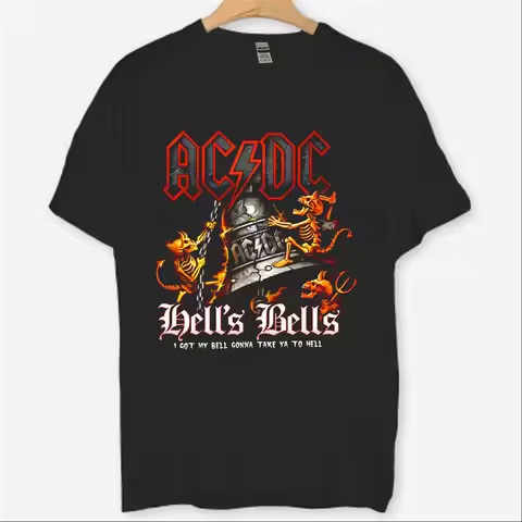 ACDcs Heavy Cotton Men Graphic T-shirt Vintage Hard Rock Print Casual Short Sleeve Streetwear Tee