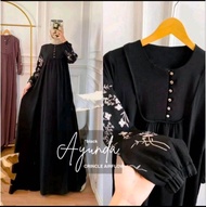 Ayunda Dress Busui Bahan Crinkle Bordir Gaun Pesta Gamis Wanita Terbaru Lebaran 2024 Import Long Dre