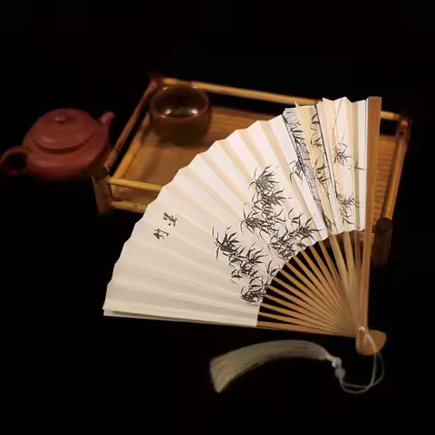 Xuan Paper Fans Classical Bamboo Ventilador Portable Men Paper Drama Fan 26.5 Summer Abanicos Para B