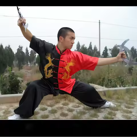 Chinese Style Men Women Embroidered Dragon Tai Chi Wushu Uniform Kung Fu Suit Outdoor Sport Jacket P