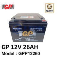 GENUINE GP 12V 26Ah Rechargeable Sealed Lead Acid Battery - GPP12260