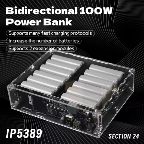 DIY 24 Cell 18650/21700 120000mah IP5389 Two-way No Welding Without Battery 100W 120W 60W Laptop Fas
