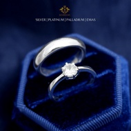 Silver wedding ring couple engagement wedding couple C905