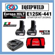 EUROPA HILT 12V E12SK-441 STARTER KIT (4.0AH BATTERY X2 + FAST CHARGER + BAG) E12SK441 EHD699 EHH699
