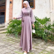 Promo Gamis Adeva Dress Brokat Kombinasi Fashion Muslim Wanita Gamis