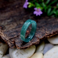 Blue Jade Ring Narrow Front Pipe Shape Glass Material Size 62mm.