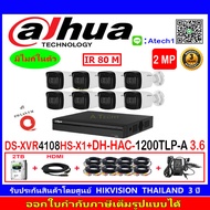 DAHUA กล้องวงจรปิด 2MP รุ่น DH-HFW1200TLP-A 3.6 (8) + DVR รุ่น XVR4108HS-X1(1)+ชุดอุปกรณ์