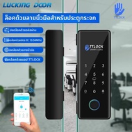 สมาร์ทล็อคบลูทูธ Tuya/TTLock App ควบคุม Frameless กระจกประตูเลื่อนประตูใช้งานร่วมกับ RFID การ์ดลายนิ
