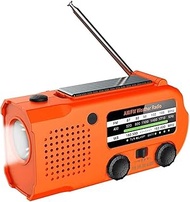 GIENEX Little Portable Radio Weather Radio 5000mAh Solar Hand Crank Emergency Radio AM/FM/NOAA Weather Alert Portable Radio with Flashl