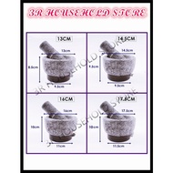 16CM Mortar and pestle / Lesung Batu ( Nature Granite Stone ) MORTAR PESTLE Penumbuk STONE MORTAR AN