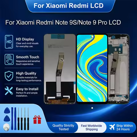 IPS For Xiaomi Redmi Note 9 Pro LCD Display M2003J6B2G Touch Screen Digitizer For Redmi Note 9S LCD 
