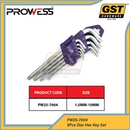 Prowess 9PCS Torx Star Hex Allen Key Set Star Allen Key Set Torx Allen Key Home Diy | Home Improveme