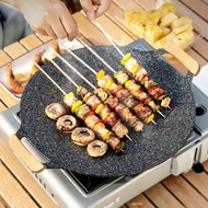 Korean Grill Pan,Nonstick Round Griddle Grill Pan for Korean BBQ,Round BBQ Griddle with Handle,Multifunctional Stove Plate for Meats, Pancakes, Ribs (Universal Model 33cm)