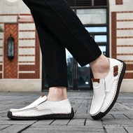Outdoor Walking Men Leather Boots Hand Stitching Comfort Mid Top Casual Daily Ankle Shoes H9K2