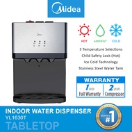 Midea Mild Alkaline Hot Normal Cold Desktop Water Dispenser Model 1630 - 4 Premium Korea Filter - Halal Certified