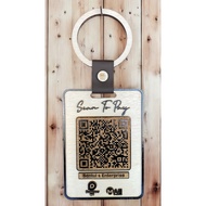 QR Code keychain style kayu/custom/
