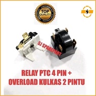 4 Pin Ptc Relay + 2-Door Refrigerator Overload 4 Pin Refrigerator Relay/ Ready
