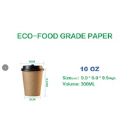 [100s] Paper Cup With LID White and Kraft Thickened Coffee Cup/Kopi Cawan Kertas 8OZ 10oz 12oz 16oz