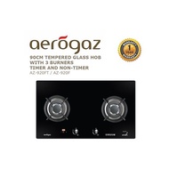 Aerogaz 90cm Tempered Glass Hob with 2 Burners AZ-920FT / AZ-920F