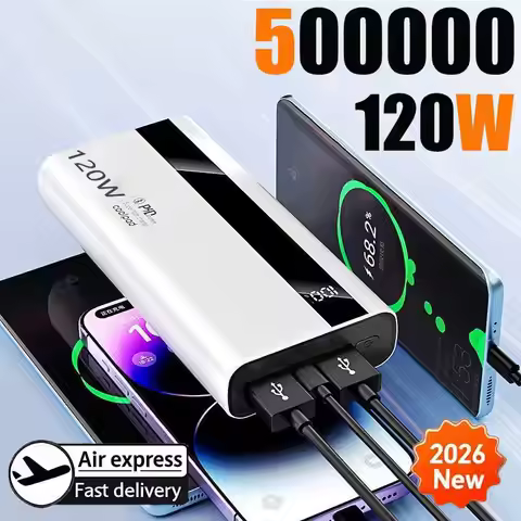 120W 500000mAh Power Bank High Capacity Super Fast Charging Power Bank Portable Battery Charger For 