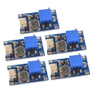 SDTC Tech 5pcs DC-DC Boost Converter 2V-24V to 5V-28V 2A Adjustable Voltage Regulator Micro USB 5V 9