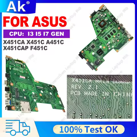 X451CA Laptop Motherboard With I3-3th I5 I7 CPU For ASUS VivoBook X451C A451C X451CAP F451C Notebook