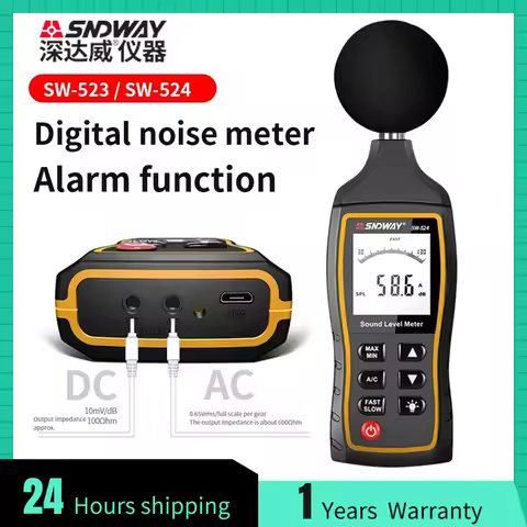SNDWAY SW-523 SW-524 Digital Sound Level Meter Handheld High Precision Decibel Detector dB Noise Aud