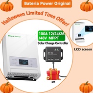 【Holiday Specials】Bateria Power 100A 12/24/36/48V MPPT Solar Charge Controller Compatible with Gel, 