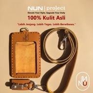 NUN PROJECT | Genuine Leather ID Card Holder Lanyard & Name 2-LayerTAG (Free Custom Name & Agency Lo