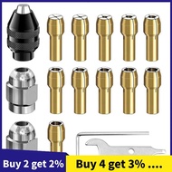 16Pcs Drill Chuck Collet Set, 1/32 to 1/8inch Drill Chuck Collet Set with 11Pcs Brass Collet, 3Pcs C