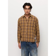 CPS Men's BROWN Plaid Long Sleeve SHIRT CHECK DISTRESSED Model C26SGME007 (SS26 E1)