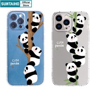 Suntaiho Funny Cute Casing Pandas Climb Bamboo Pattern Phone Case for Iphone 15 14 12 13 11 Pro Max 