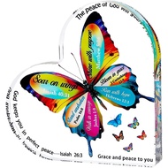Inspirational Christian Butterfly Acrylic Heart Sign with Bible Verse, Birthday & Easter Gifts for W